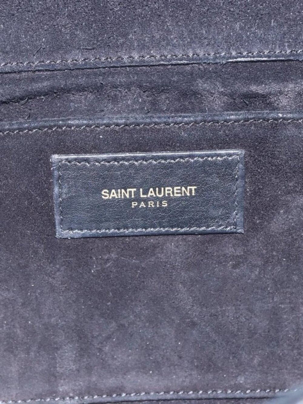 SAINT LAURENT Clutch Bag Leather Black Gold Auth ka1261 - Picture 10 of 16